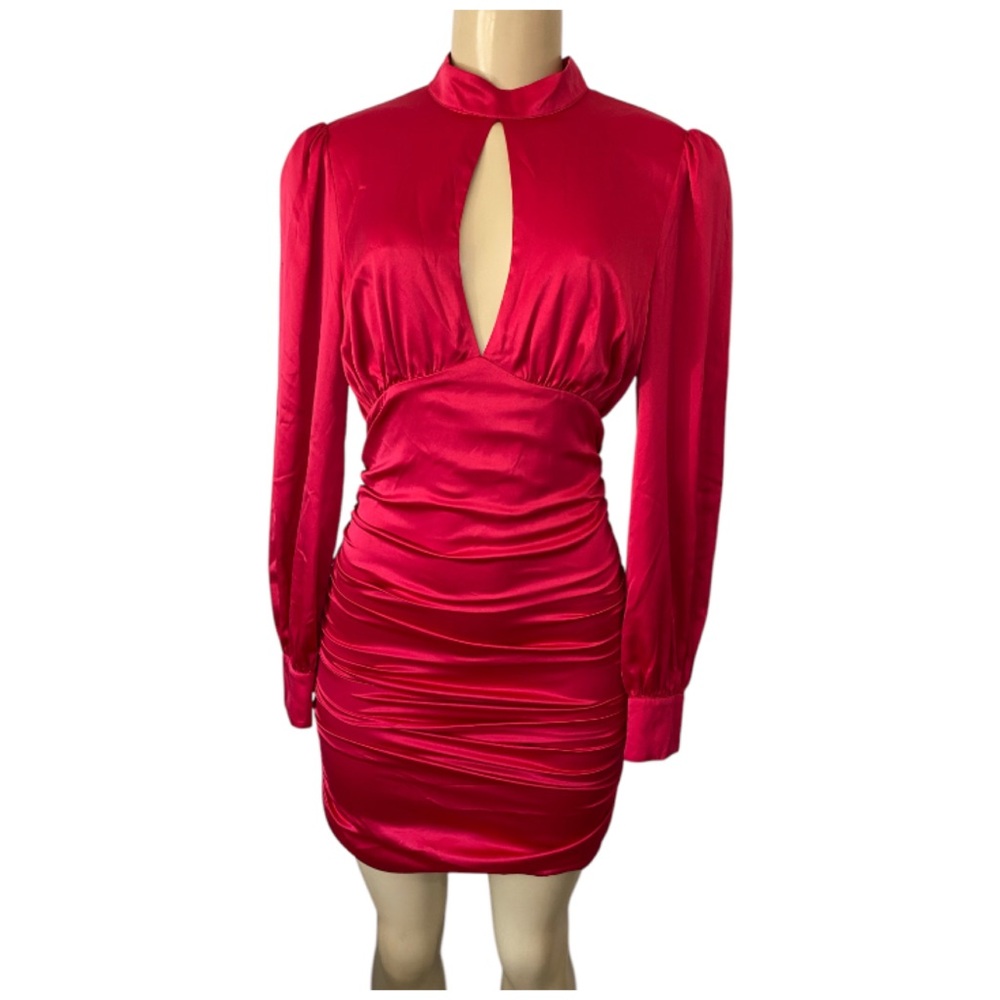 MAJORELLE REVOLVE Bristol Mini Dress Hot Pink Satin Size Small - Picture 3 of 9